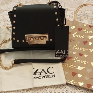 ZAC Zac Posen Black Studded Crossbody Bag